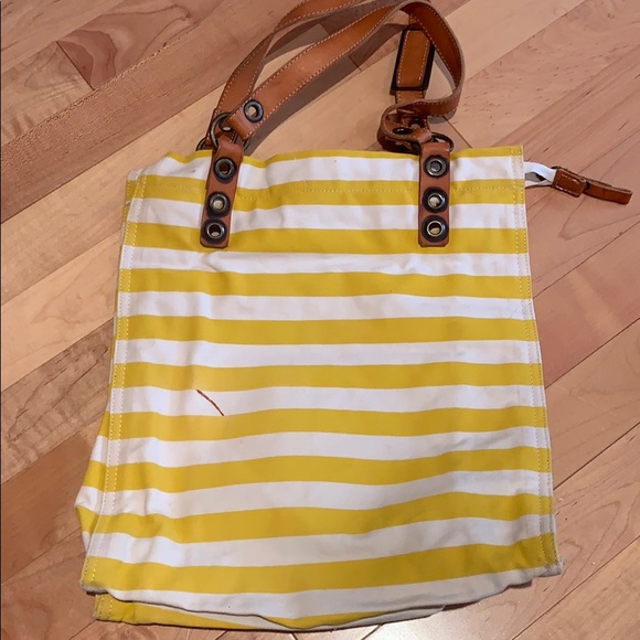 Fornarina yellow white stripes shoulder bag - Picture 2 of 5